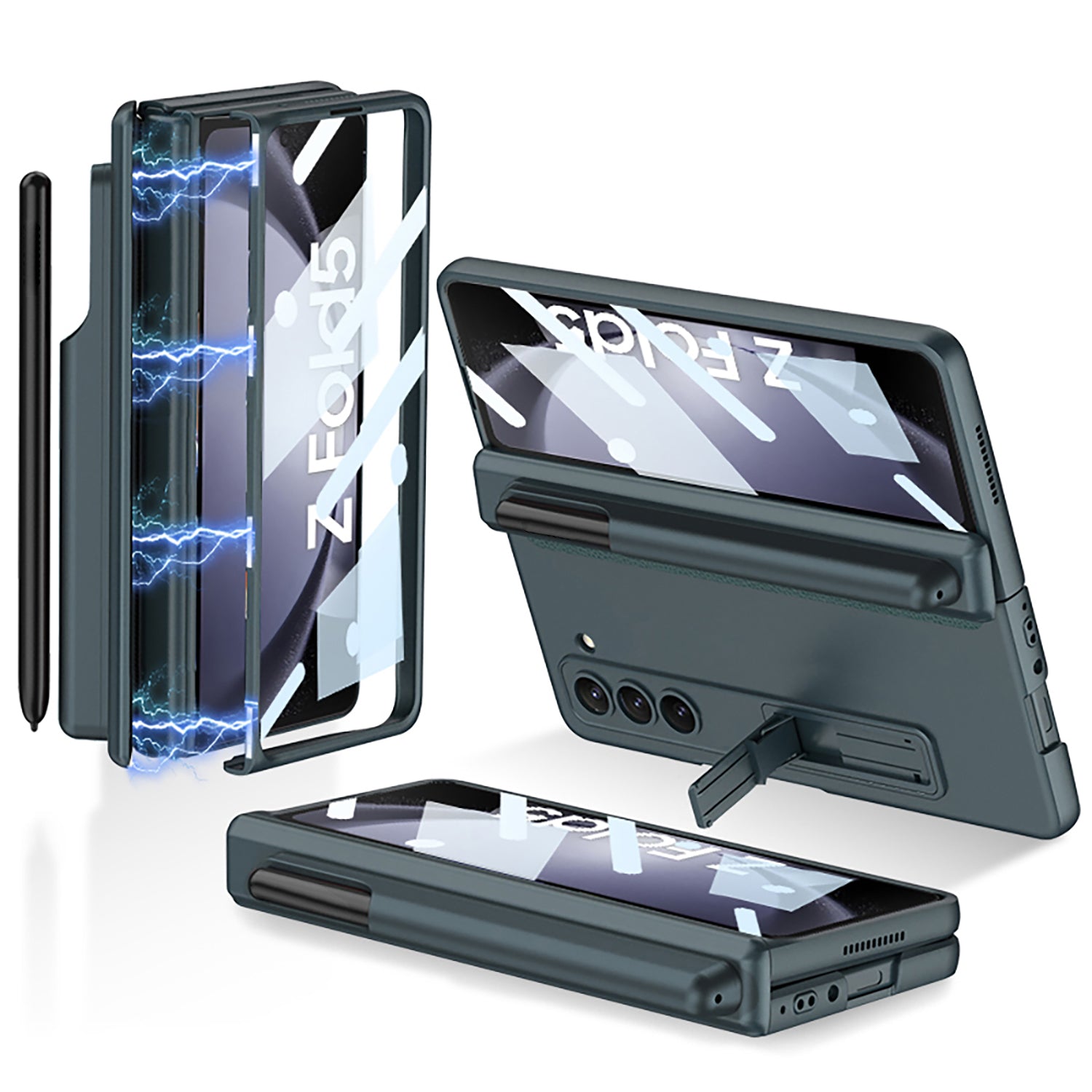 GKK For Samsung Galaxy Z Fold5 5G Hard PC Kickstand Phone Case Magnetic Hinge Protection Cover with Pen Slot Tempered Glass Screen Film GKK For Samsung Galaxy Z Fold5 5G Hard PC Kickstand Phone Case Magnetic Hinge Protection Cover with Pen Slot Tempered Glass Screen Film